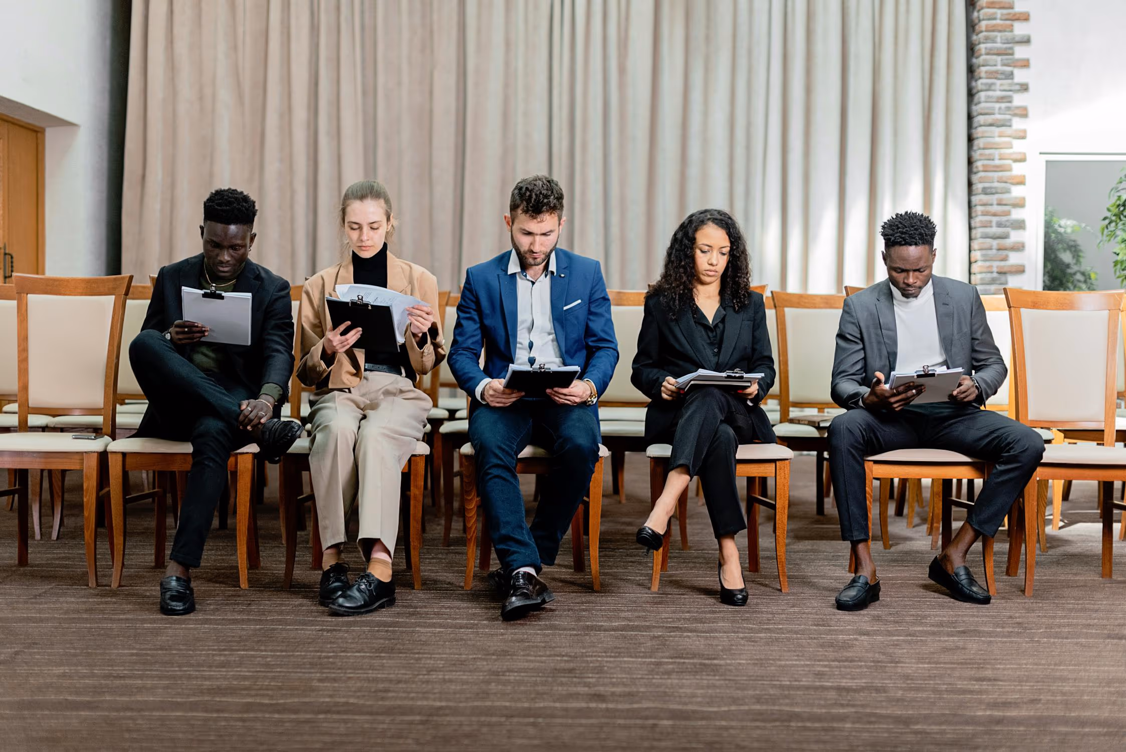 Candidates waiting to be interviewed